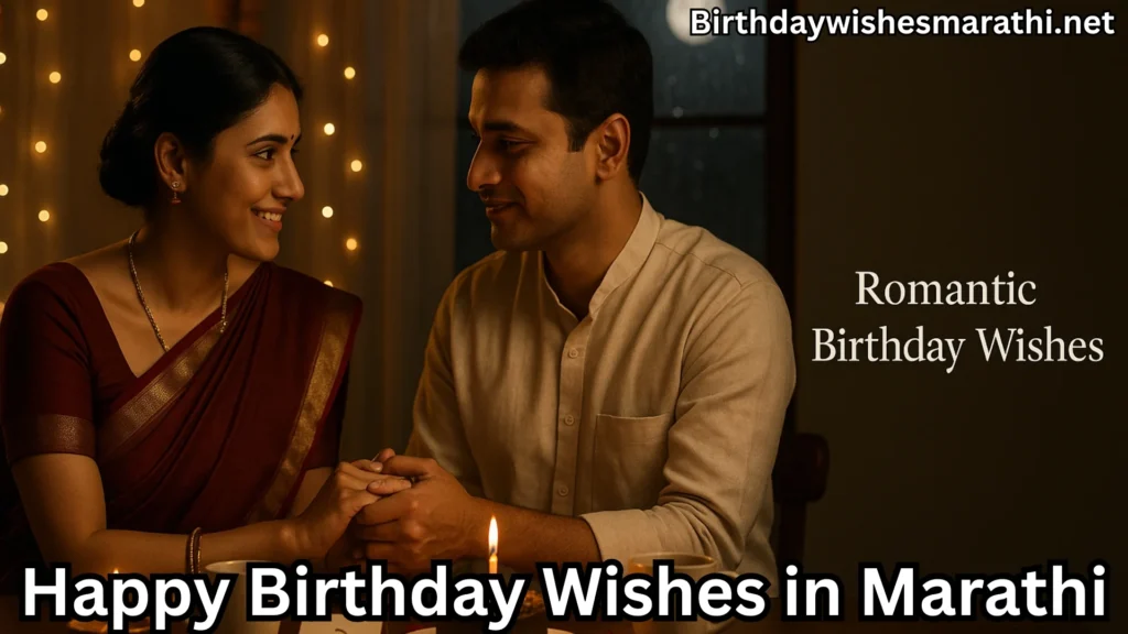 Couple smiling during romantic Marathi birthday celebration