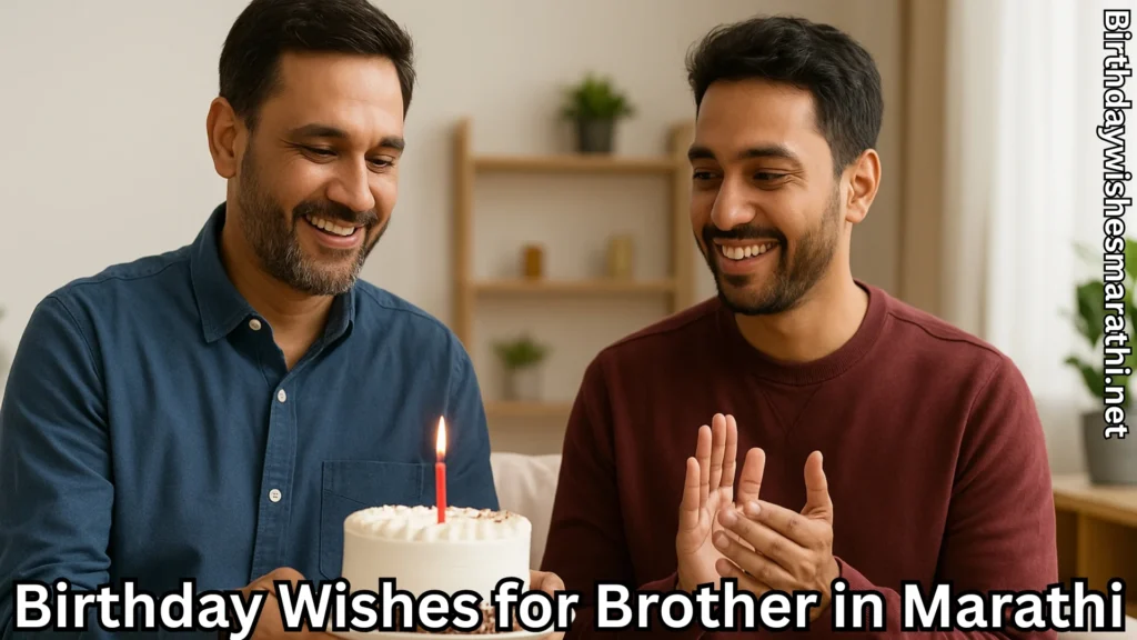 Father and son smiling with single candle cake