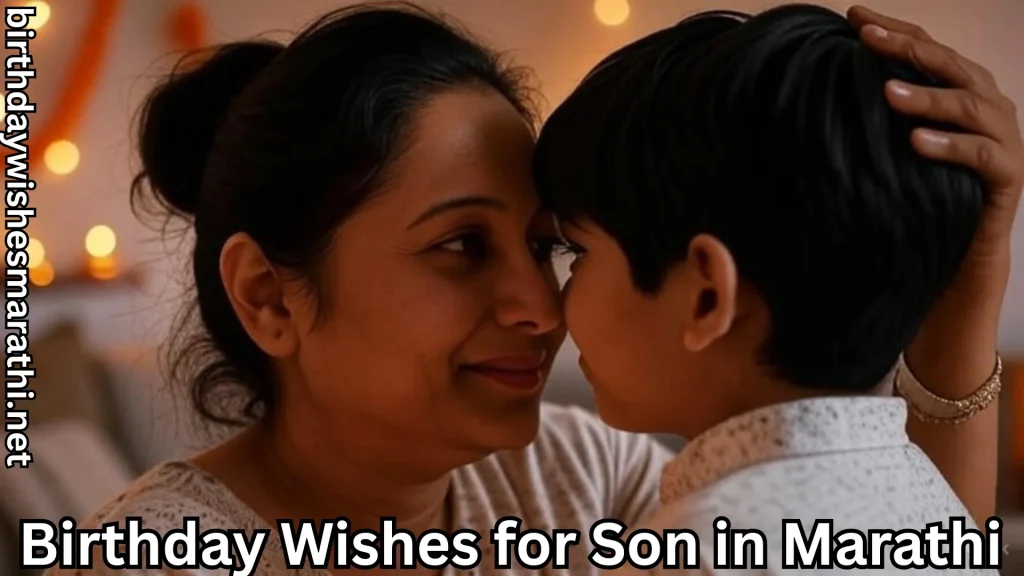 Mother and son touch foreheads; warm lights glow behind.