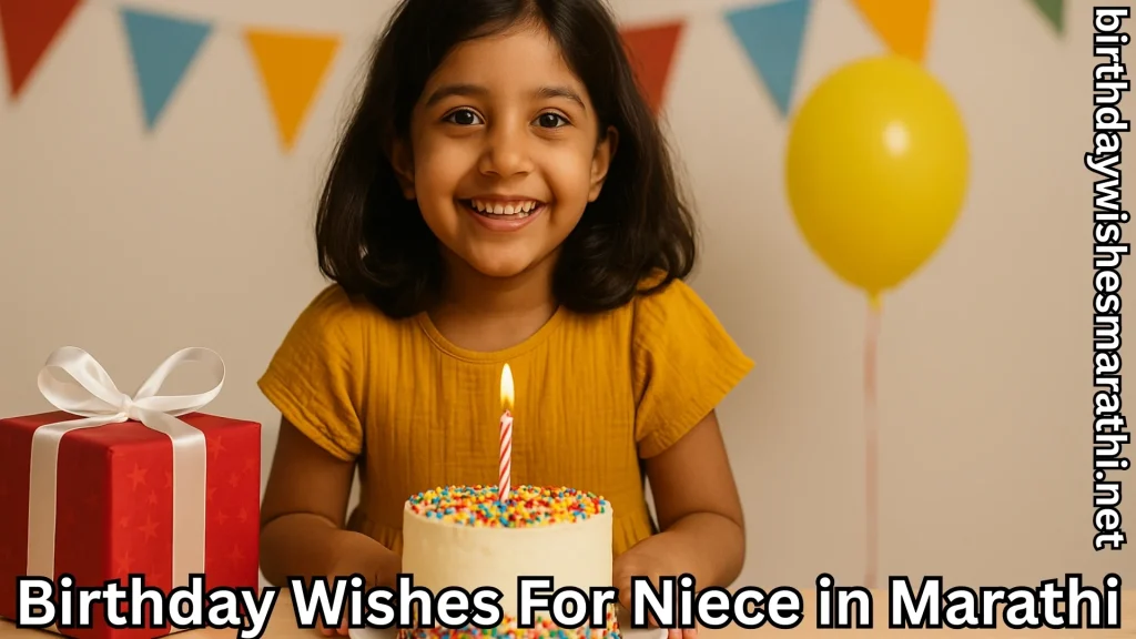 Smiling girl with sprinkle cake, gift box and balloon