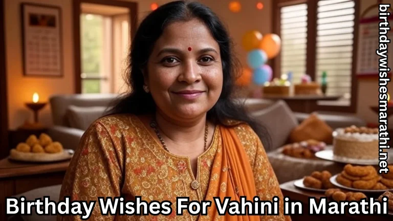 Smiling vahini in orange dress with birthday snacks in the background