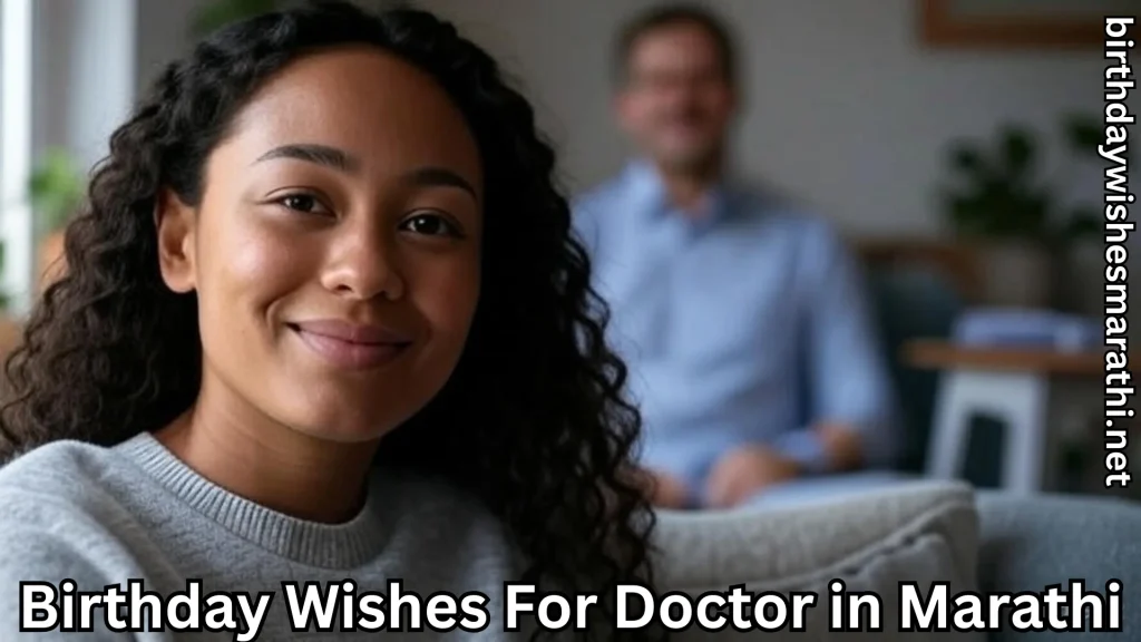 Smiling woman doctor with blurred man in background