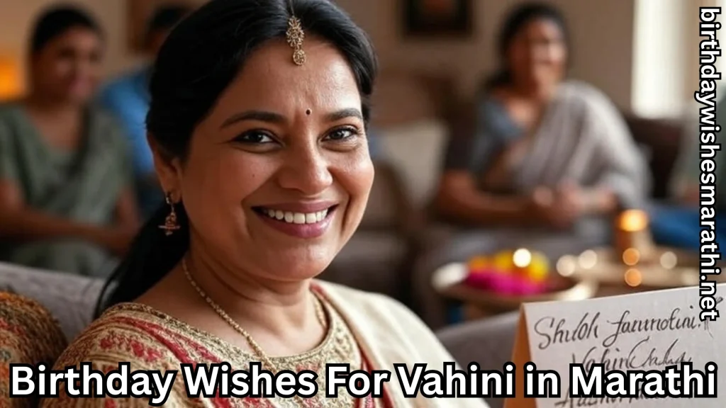 Traditional vahini holding birthday card, smiling with family behind