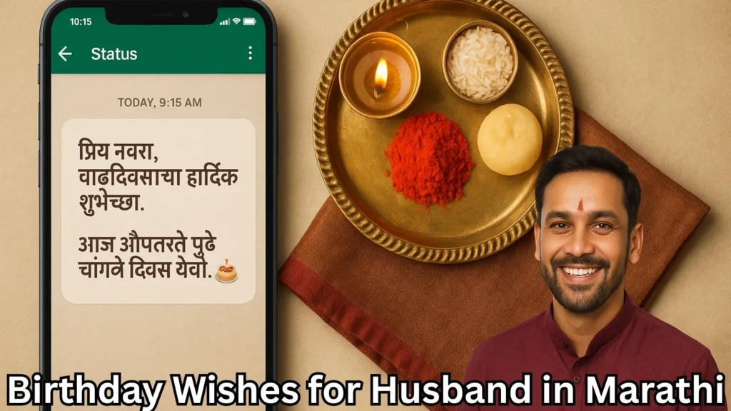 WhatsApp status with Marathi birthday wish for husband.