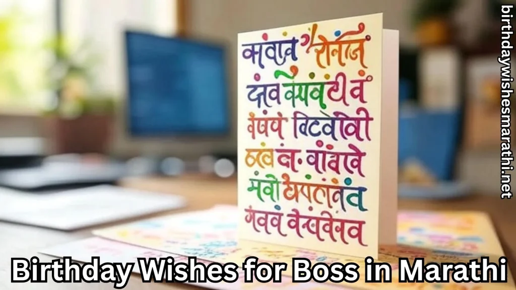 Colorful Marathi birthday greeting card on office desk