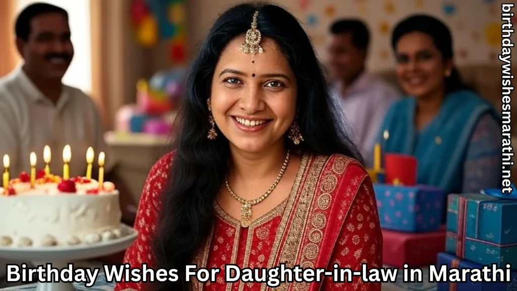 Daughter-in-law in red saree smiling with birthday cake and family