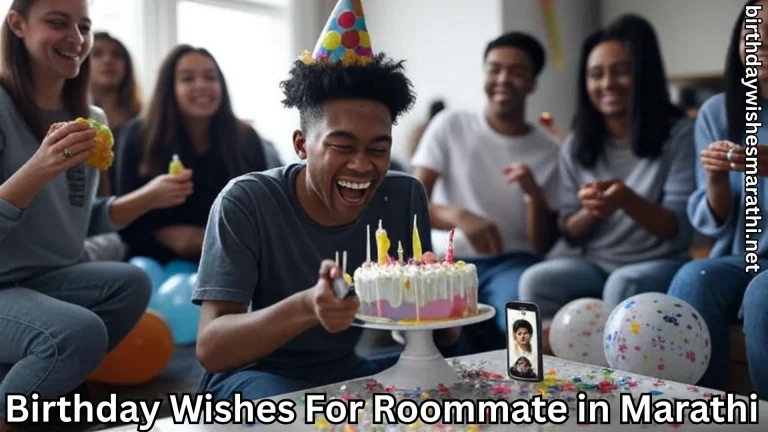 Happy roommate with party hat cutting birthday cake with friends