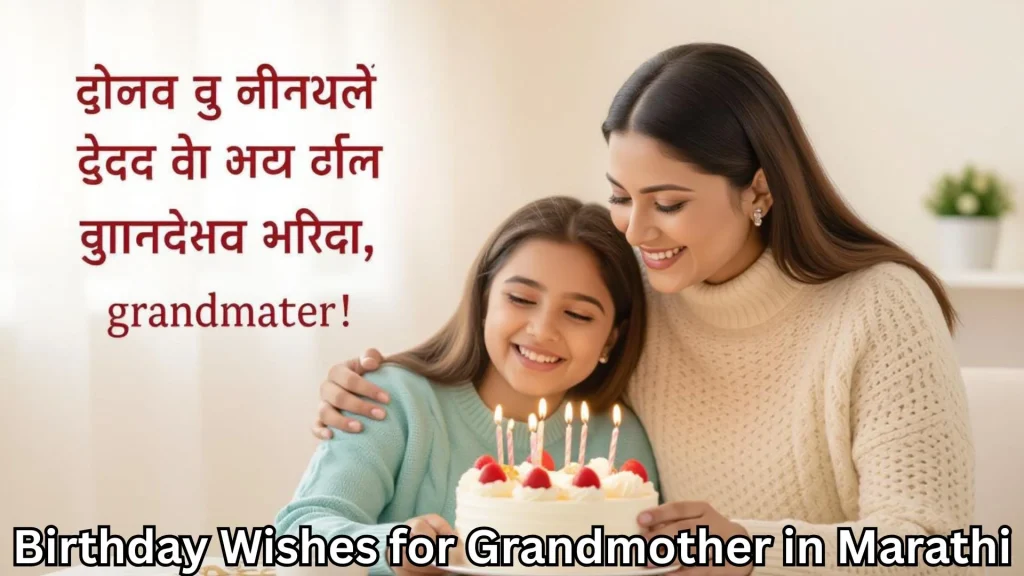 Mother and daughter with birthday cake for grandmother
