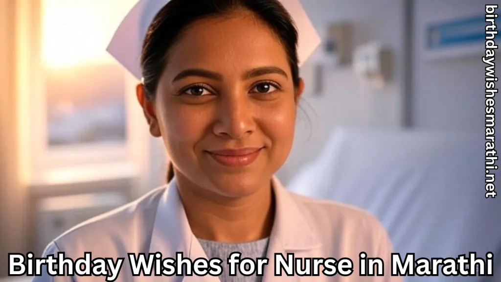 Nurse in white uniform smiling while holding birthday cake