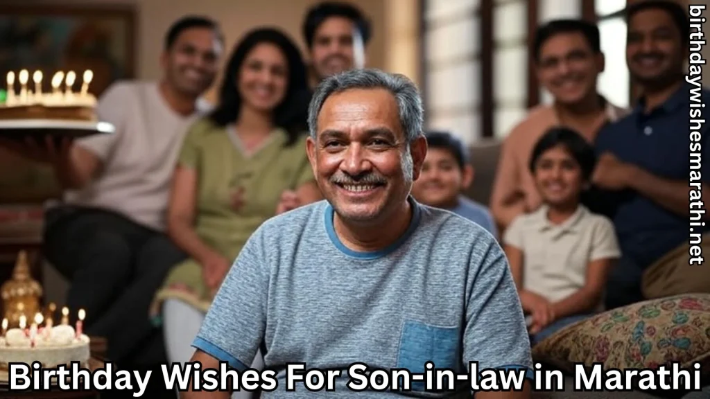 Smiling man with family and birthday cake