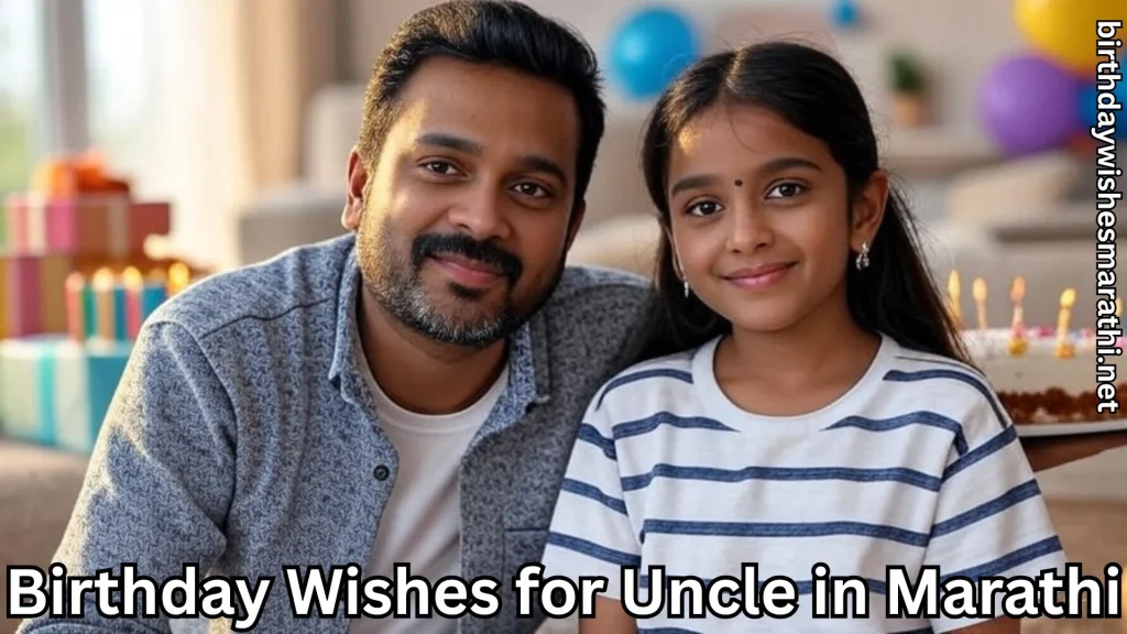 Uncle with young girl smiling, birthday cake in background