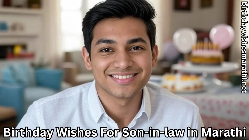 Young man with birthday cake in background